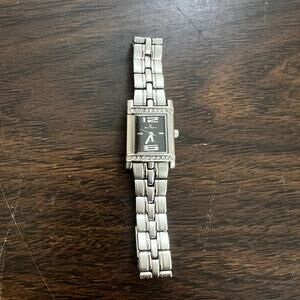 Vintage Ladies Charles Raymond Silver Tone Gemmed Bracelet Watch